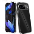 thumbnail image 1 of HZXC-(3 in 1) Phone Case Compatible for Google Pixel 9, with Screen Protector + Camera Lens Protector (Tempered Glass), TPU Frame Acrylic Back Cover Shock-Proof Body Protection (Crystal Clear), 1 of 4