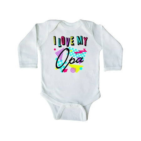 

Inktastic I Love my Opa- 80s retro style Gift Baby Boy or Baby Girl Long Sleeve Bodysuit