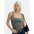 thumbnail image 3 of Xkiss Women's Square Neck Tank Top Sleeveless Double Lined Basic Tops, 3 of 8