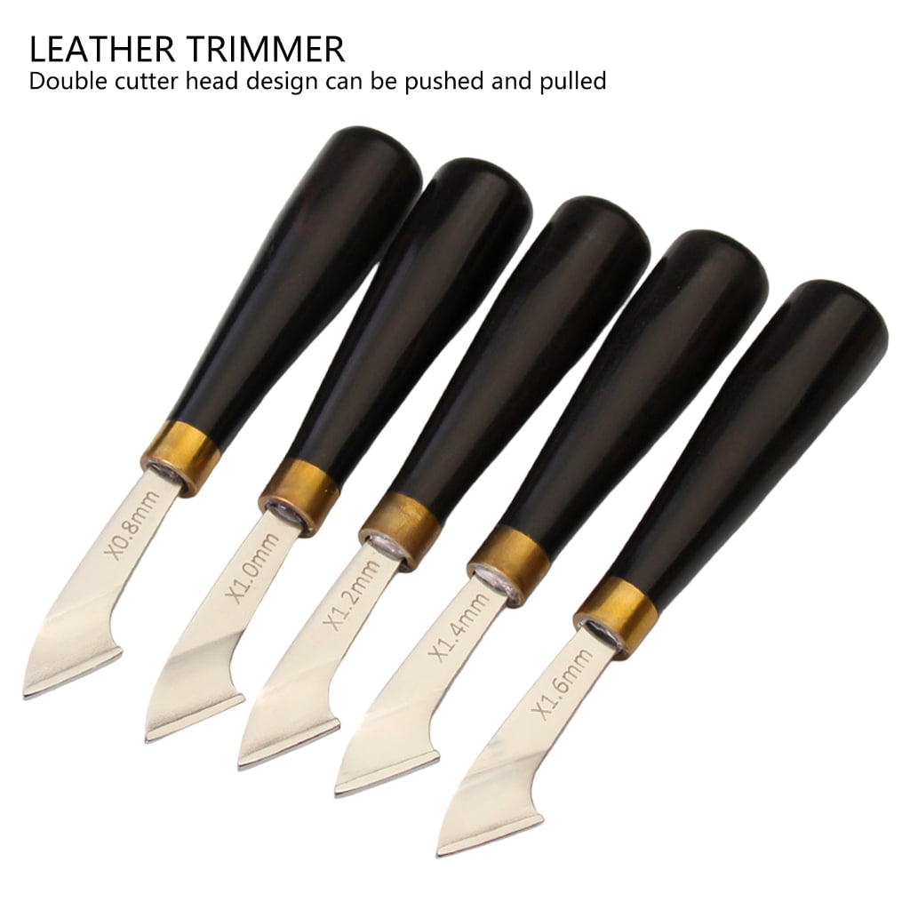 MOMOJIA Carbon Steel1eatherEdging Groover Tool Ergonomic Grip Wooden Handle Leatherworking Tool for Stitching Grooving
