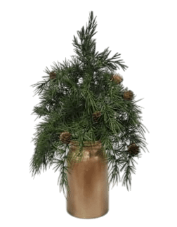 Pine Tree Arrangement in Copper Pot Christmas Tabletop Decoration, Green, 20", by My Texas House