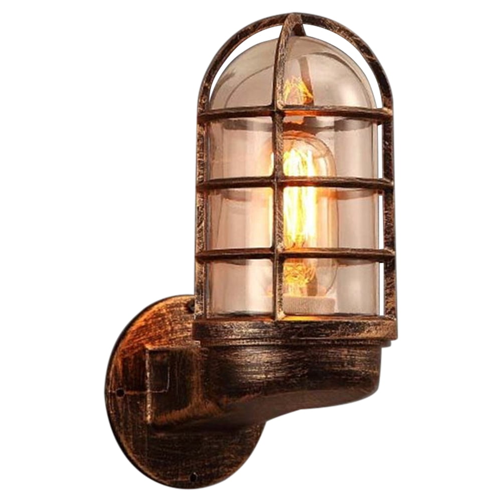 VINTAGE INDUSTRIAL LOFT RUSTIC IRON CAGE SCONCE WALL LIGHT WALL LAMP FIXTURE 