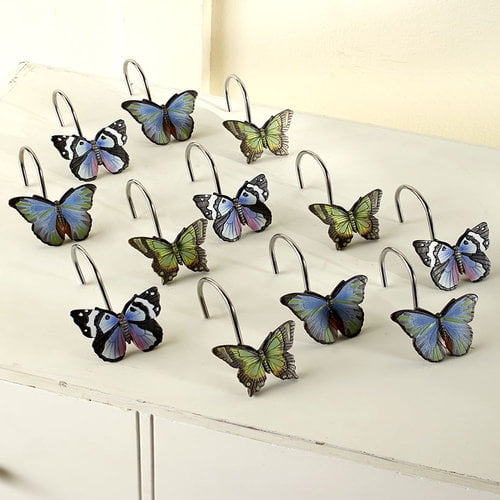 Set of 12 Butterfly Shower Curtain Hooks