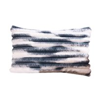 CuiLiyq Faux Fur Throw Pillow Covers, Decorative Soft Plush Striped Tie Dye Couch Pillow Covers with Velvet Back, for Sofa, Bed, Living Room Home Decor, 19.7" x 11.8", Gray