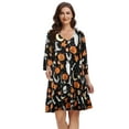 thumbnail image 2 of VEPKUL V Neck Plus Size Dresses 3/4 Sleeve Casual Loose Swing Fall Dress with Pockets Flower93_5X, 2 of 9