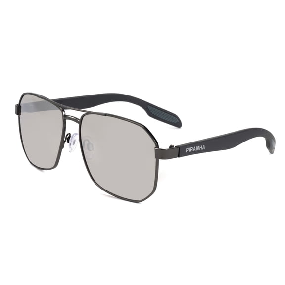 Piranha Eyewear Cityflyer Aviator Sunglasses for Men with Light Gray Lenses and Wide Temples