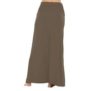 Sweet Hearts Maxi Skirt for Women- Foldover High Waist Long Flare A-Line Skirt Maxi Dress XS-XL Made in USA (BlackMocha, Large)