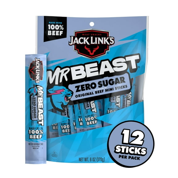 JL MB 6oz Jack Link's Original Zero Sugar Beef Sticks 1/1
