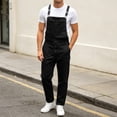 thumbnail image 2 of Afuyipoi Mens Denim Bib Overall Relaxed Fit Multi Pockets Cargo Long Pants Summer Jeans For Work Outdoor Activity Black Size XL, 2 of 8