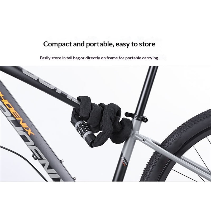 Bike Lock: 5 Digit Combination High Security Anti Theft Bike Chain Lock,Heavy Duty Resettable Keyless Bicycle Lock for Bike, Door & Gate (Chain Length: 90cm dark gray）