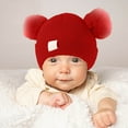 thumbnail image 5 of Baby Knitted Hat with Pompom, Winter Warm Newborn Beanie for Photoshoot, Soft Yarn Infant Cap, Cute Unisex Toddler Headwear for Outdoor Activities and Holiday Gifts, 5 of 6