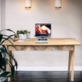 thumbnail image 2 of Recycled Teak Wood Brux Art Deco Writing Desk with 3 Drawers, 2 of 5