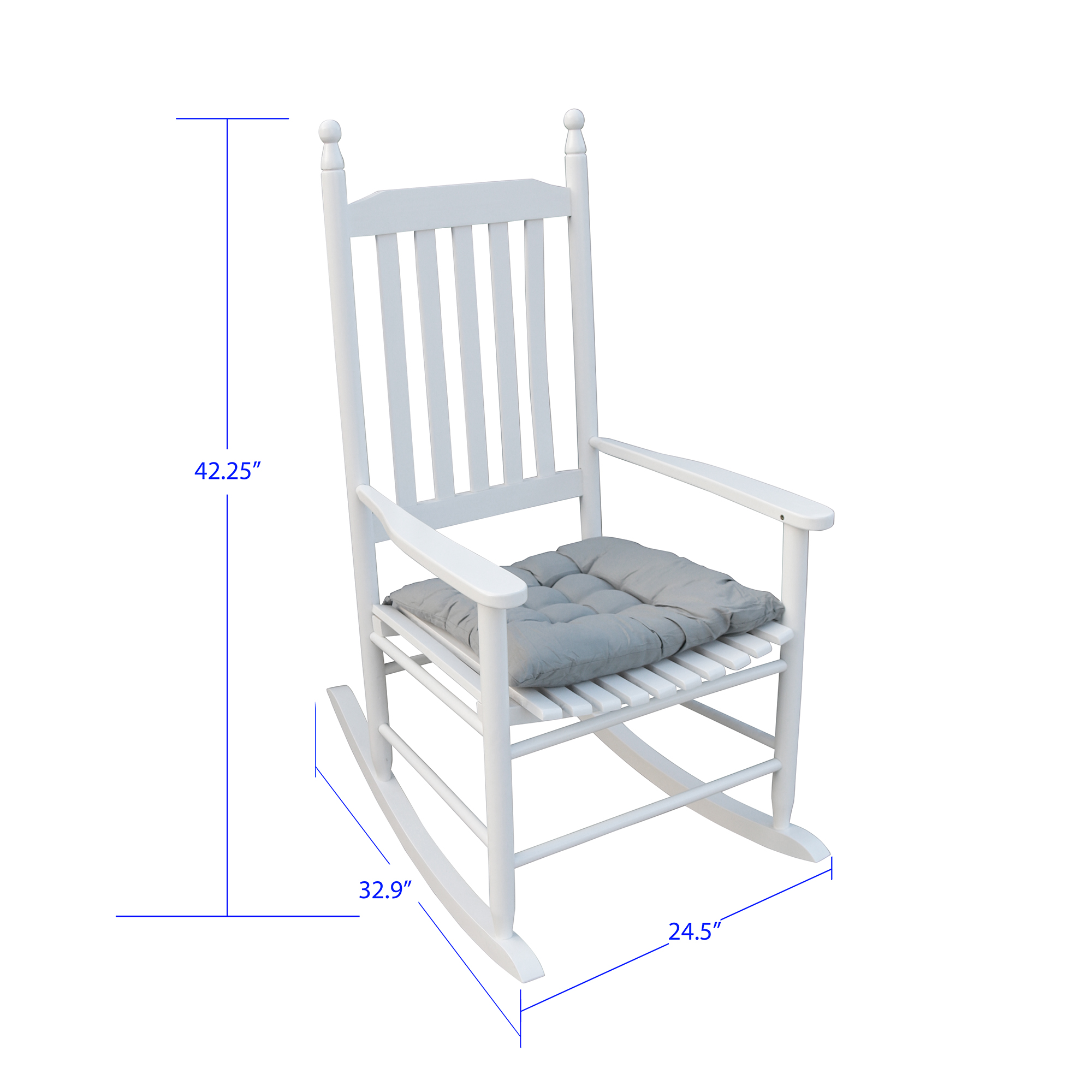 Outdoor Rocking Chair, Wood Rocker Chair for Porch Garden Patio, White24.5" L x 32.85" W x 45.3" H - image 2 of 7