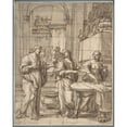 thumbnail image 2 of François Perrier 15x18 Gold Ornate Wood Frame and Double Matted Museum Art Print Titled - Christ in the House of Martha and Mary (ca. 1640), 2 of 4