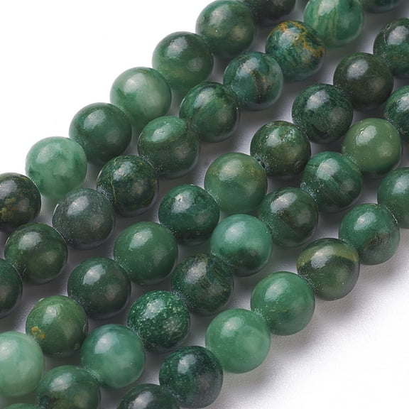 Natural African Jade Beads Strands Round Grade A Green 6mm Hole: 1mm about 61pcs/strand 15.3 inch