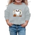 thumbnail image 2 of Girls Sweatshirt Boys Girls Spooky Print Crew Neck Long Sleeve Pullover Hoodless Top Grey 11-12 Years, 2 of 4