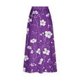 thumbnail image 4 of Women's Printed Elastic Waistband Pleated Pocket Skirt With Mid Calf Skirt Purple XXXXL, 4 of 5