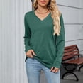 thumbnail image 3 of WQQZJJ Womens Casual Tunic Tops Solid V-Neck Long Sleeve Pullover Tops Fashion Trend Side Pleated Comfort Fit Smock Tops S-2XL, 3 of 8