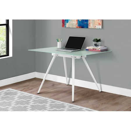 UPC: 0680796001179 | Computer Desk  Home Office  Laptop  48 L  Work  Metal  Tempered Glass  White  Contemporary  Modern