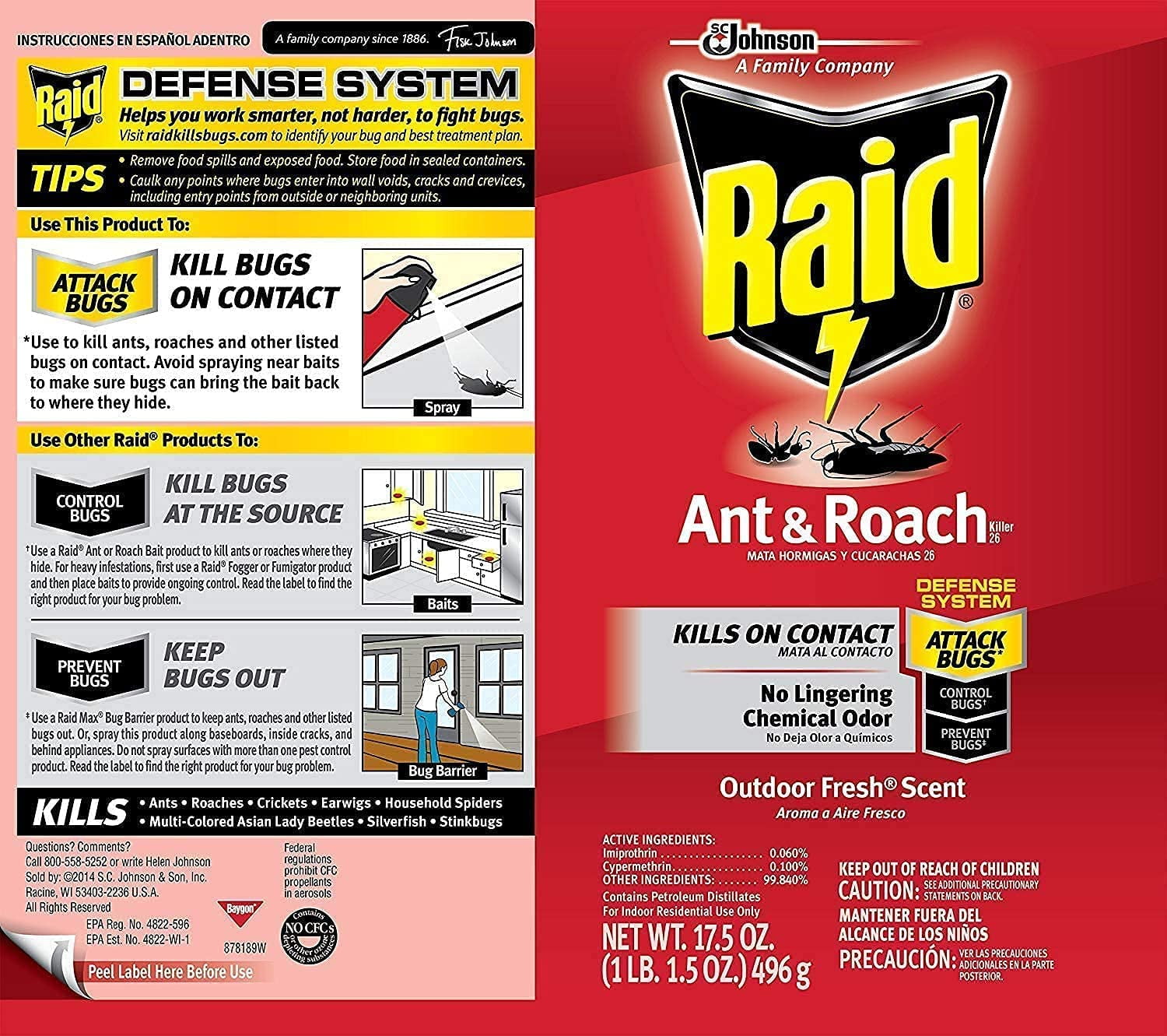 Raid Ant and Roach Killer Spray, Outdoor Fresh Scent, 17.5 Ounce (3 Pack)
