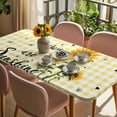 thumbnail image 3 of Sunflowers Table Cloths for 4 Foot Rectangle Tables, Spring Summer Bees Floral Yellow Plaid Patio Waterproof Elastic Fitted Tablecloths, Washable Rectangular Table Cover for Camping, 3 of 8