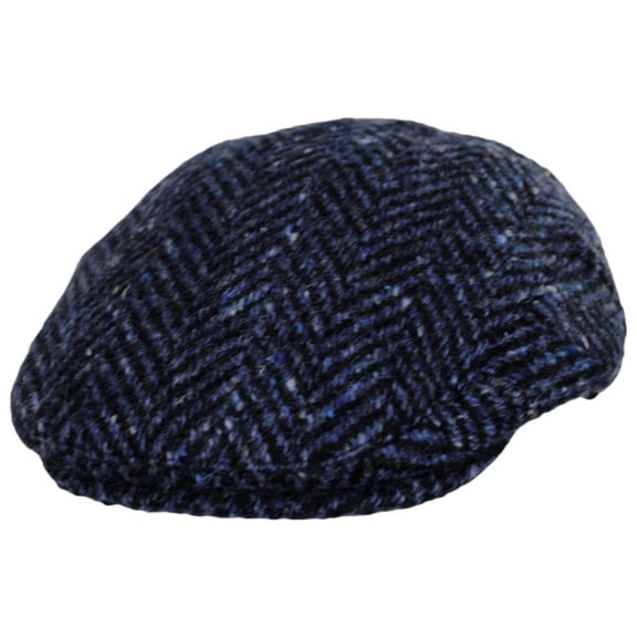 Dunmore Donegal Tweed Wool Ivy Cap - S  - Navy/Black