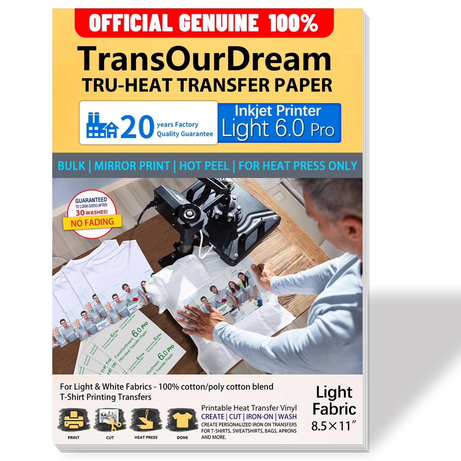 Transourdream 50 Vinyl Transfer Paper For Heat Press Inkjet Printable 8 5x11 50 Heat Transfers For Light T Shirts Walmart Com Transourdream 50 Vinyl Transfer Paper For Heat Press Inkjet Printable 8 5x11 50 Heat Transfers For Light T Shirts Walmart Com