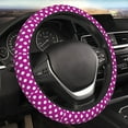 thumbnail image 6 of Bingfone Purlpe And White Polka Dot Steering Wheel Cover - Universal 15 Inches Car Steering Wheel Covers Grip Auto Internal Accessories, 6 of 6