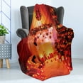 thumbnail image 4 of Christmas Soft Flannel Fleece Throw Blanket, Noel Room Design Bunch of Holly Yule Objects Fantasy Eve Ornate Illustration, Cozy Plush for Indoor and Outdoor Use, 50" x 70", Orange, by Ambesonne, 4 of 5
