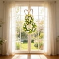 thumbnail image 6 of PpgejGEK Easter Bunny Shaped Wreath 19.68x11.81 Inches Green Plastic Door Hanging with Bow and Bunny Ear for Spring Holiday Decoration Indoor Outdoor Display, 6 of 8