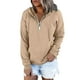 thumbnail image 1 of Gibobby Sudadera con cierre mujer, Sudadera con capucha para mujer, ajuste holgado, de felpa, casual, manga larga, cuello alto con capucha(Caqui,G), 1 of 5