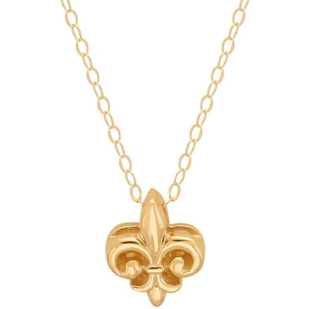Simply Gold 14kt Yellow Gold Teeny Tiny Fleur De Lis Pendant, 17"