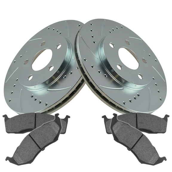 TRQ Front Performance Brake Pad & Rotor Kit Brake Pads Brake Rotors Set Ceramic Premium G-Coated Fits Select 2000-2005 Dodge Neon 2000-2001 Plymouth