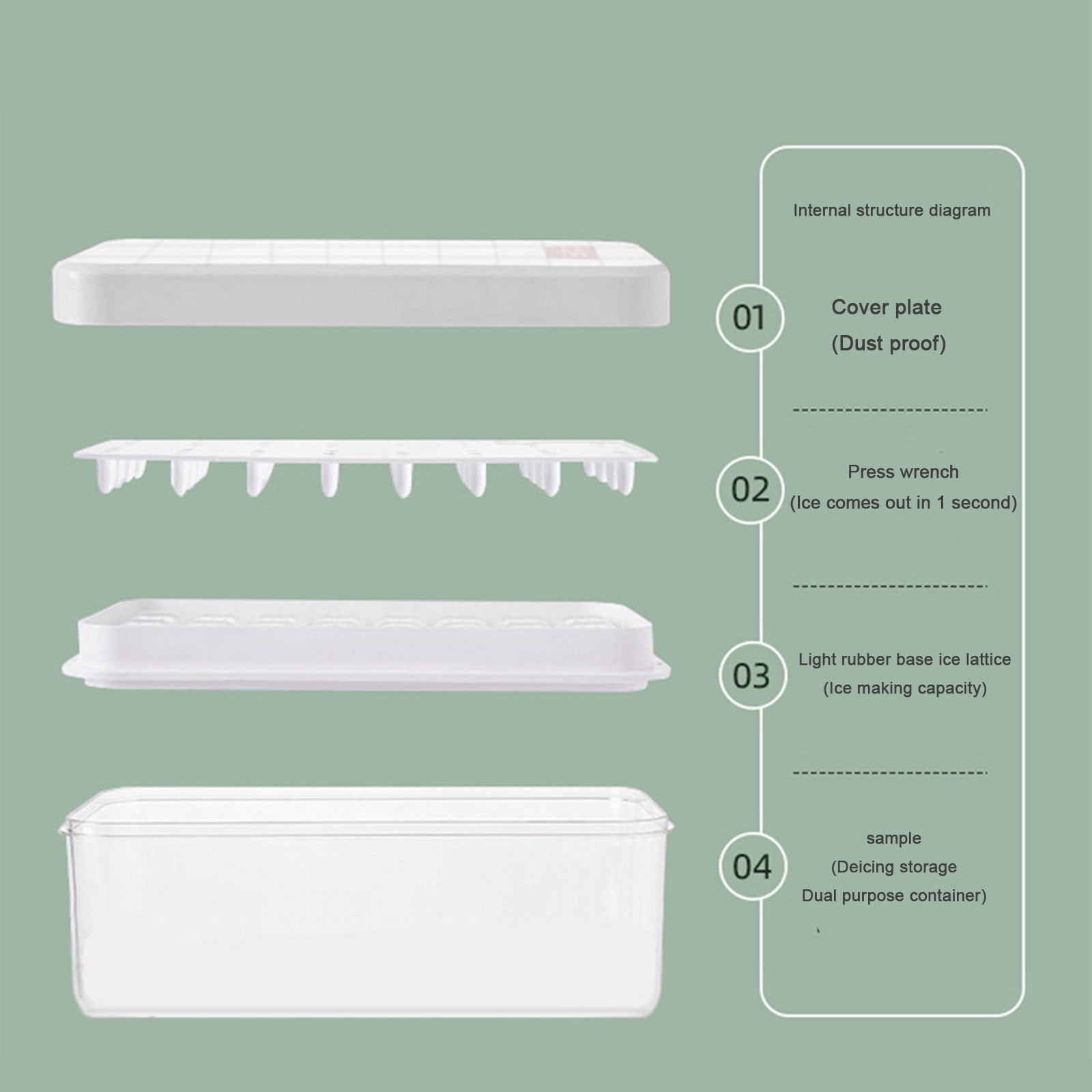 BZPIZ Flash Ice Molds Trays for Freezer BPA Free, Easy-Release Silicone Ice Maker Stackable Compact Ice Bucket Kits