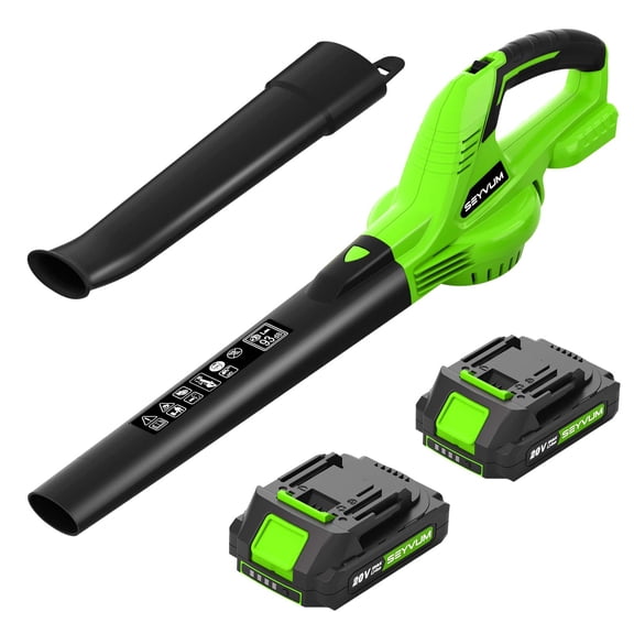SEYVUM 20V Cordless Leaf Blower with two Batteries and Charger, 150MPH 320CFM Electric Leaf Blower for Lawn Care, Patio, Garden Cleaning, Lightweight