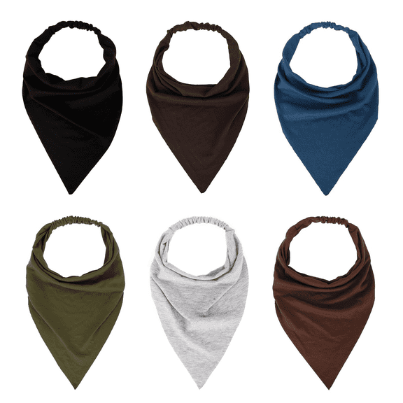 6 Pcs Soft Elastic Triangle Bandana Head Scarves, 13 Inch Non Slip Hair Headbands for Women