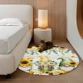 thumbnail image 2 of Round Rugs 4 Ft, Spring Gnomes Non Slip Area Rugs for Kitchen Bedroom Entryway, Botanical Yellow Flowers Leaves Wooden Plank Washable Carpet Runner Rug Floor Mats for Bedroom Home Decor, 2 of 8