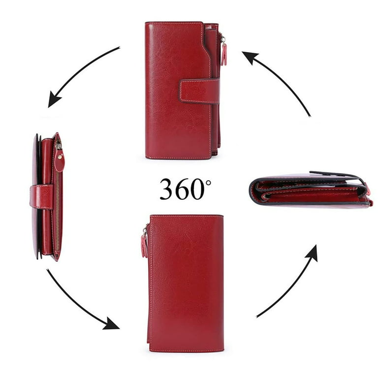 Sendefn Women Leather Wallets RFID Blocking Clutch Purse with