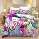thumbnail image 1 of 3 Piece 3d Kitty Flowers Printed Microfiber Bedding Set With Pillow Case,gifts For Boys Girls Bedroom,1 Duvet Cover With 2 Pillowcases Twin, 1 of 4