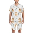 thumbnail image 5 of joogoo Men's Pajama Set Cartoon Owl Leaves V-Neck Pj Shorts Set 2 Piece Loungewear Sleepwear XXL, 5 of 7