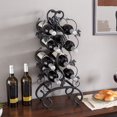 thumbnail image 1 of Estante de vino metálico independiente negro | Portavinos de encimera de 4 niveles | Recubrimiento en polvo, resistente al óxido, patrón de uva | Contiene 8 botellas | 66,5x30x18cm | Organizador, 1 of 8