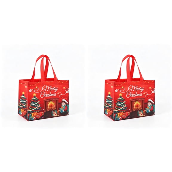 2 Pack Extra Large Christmas Gift Bags, Non-Woven Tote Bags with Handles, Reusable Holiday Shopping and Gift Packaging Bags, Hot Pink