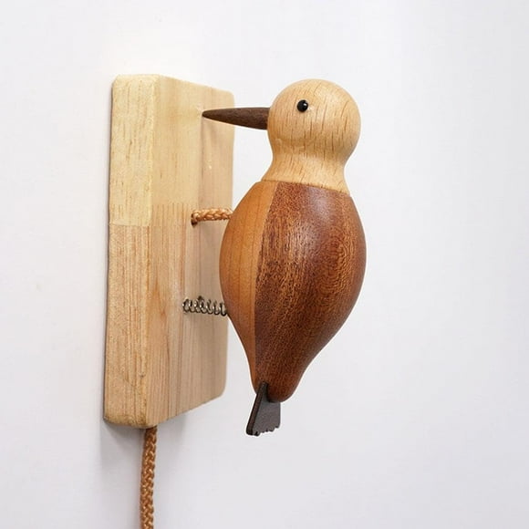 Wooden Self Adhesive Woodpecker Door Knocker Bird Shaped Door Woodpecker Knocker Doorbell with Pull Rope Wooden Door Knocker for Room Door,Doors for Rooms