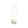 thumbnail image 2 of BLISSFUL STEP Women's Strappy Lace Up Kitten Heels Sandals White (Size 7.5), 2 of 7