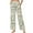 Leaf Print Green Beige, variant on SCRAWLGOD Leaf Print Green Beige Women Flowy Pants Drawstring High Waist Wide Leg Palazzo Pants Loose Fit Lightweight Trendy Lounge Trousers with Pockets, S