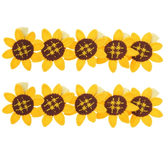 Raindrops 10Pcs Sunflower Clip Crochet Floral Hairpins Yellow Hair Accessories for Beach Party Daily Wear