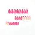 thumbnail image 4 of Rose Pink French Glitter Powder Wearable Almond Shape Fashion Fake Nails Full Cover Finished False Nails Press on Nail with Glue, 4 of 6