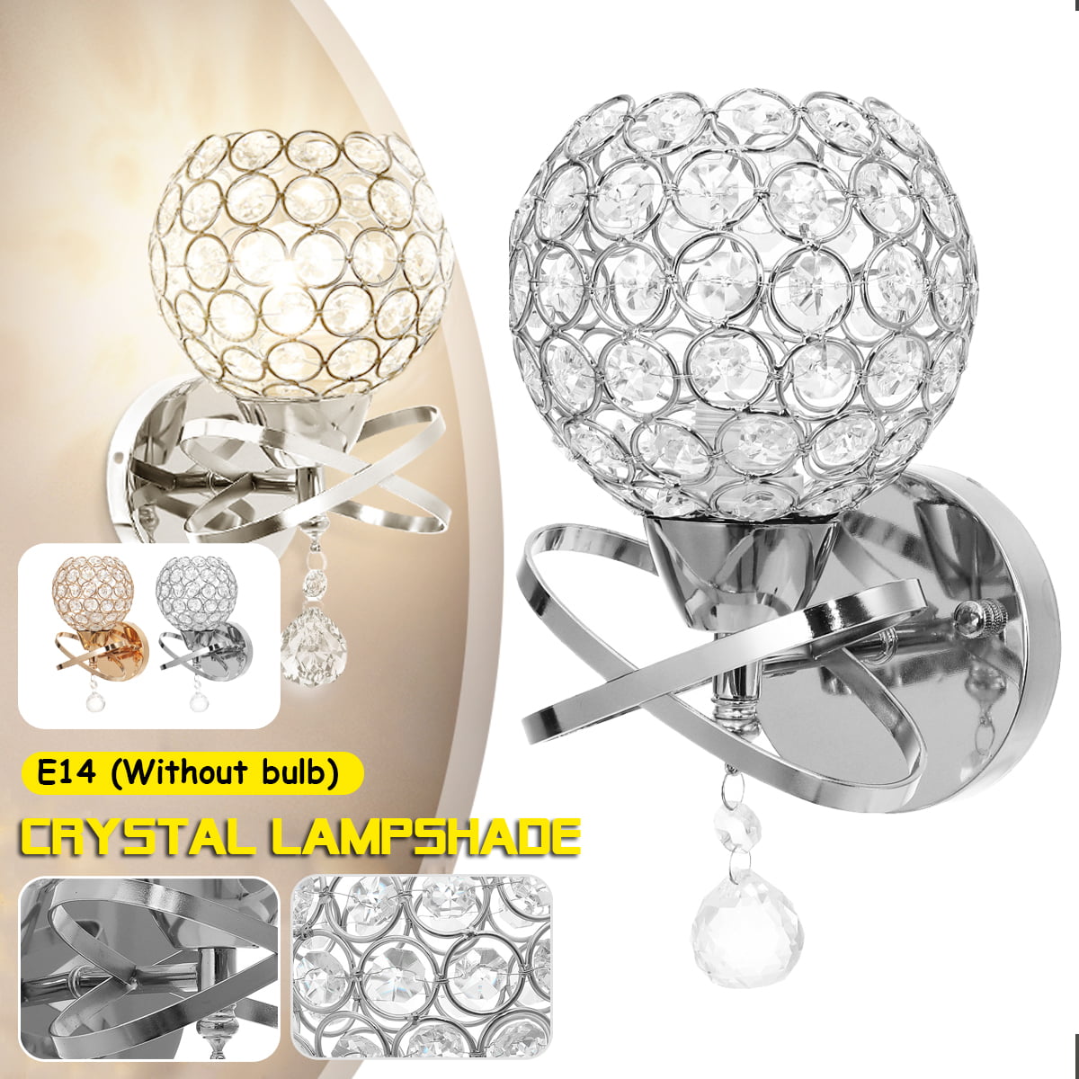2x LED Crystal Wall Sconce Light Bulb Bedroom Bedside Lighting Lamp w/ 
