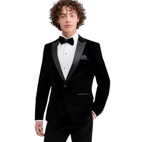 Tom Baine Mens Slim fit Sport Coat Blazer 38 R Navy Blue Plaid