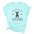 thumbnail image 3 of Easter Women's Sweatshirt Cute Rabbit Bow Print Casual Versatile Color Cotton Crew Neck Short Sleeve T-Shirt Light Blue M, 3 of 3